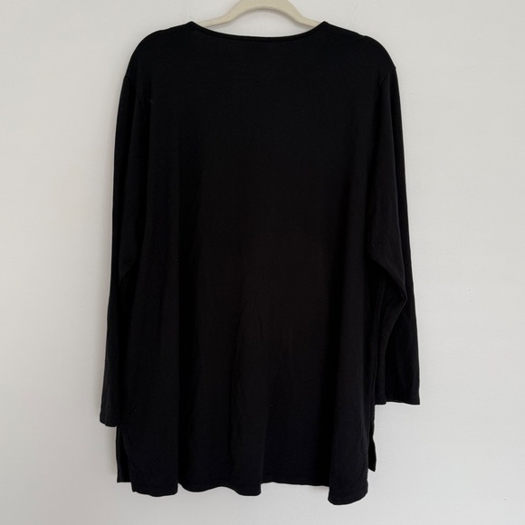 J Jill Pure Jill Women's Pima Cotton Pullover Long Sleeve Tunic Top Black 3X - Picture 2 of 11